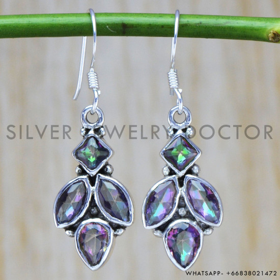 Mystic Topaz 925 Sterling Silver Earrings (WE-6459) Mystic Topaz 925 Sterling Silver Earrings (WE-6459)