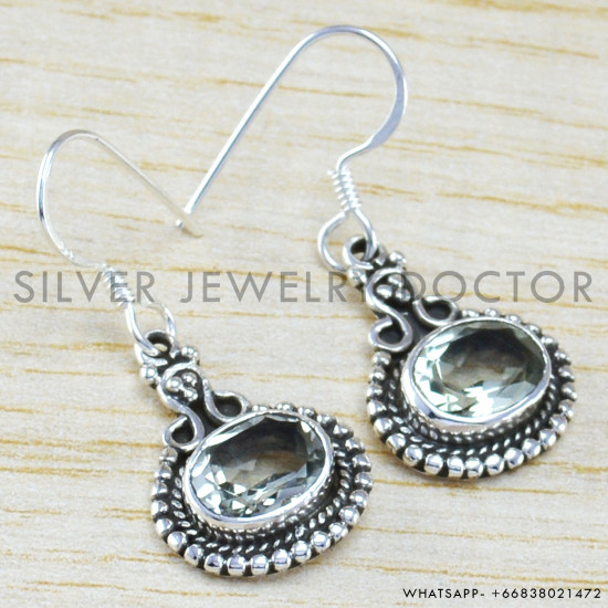 Green Amethyst 925 Sterling Silver Earrings (WE-6461) Green Amethyst 925 Sterling Silver Earrings (WE-6461)