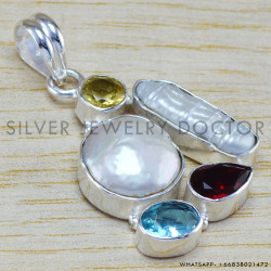 Pearl 925 Sterling Silver Pendant (WP-6465)