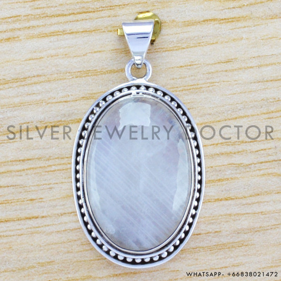 Rainbow Moonstone 925 Sterling Silver Pendant (WP-6497)