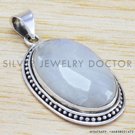 Rainbow Moonstone 925 Sterling Silver Pendant (WP-6497)