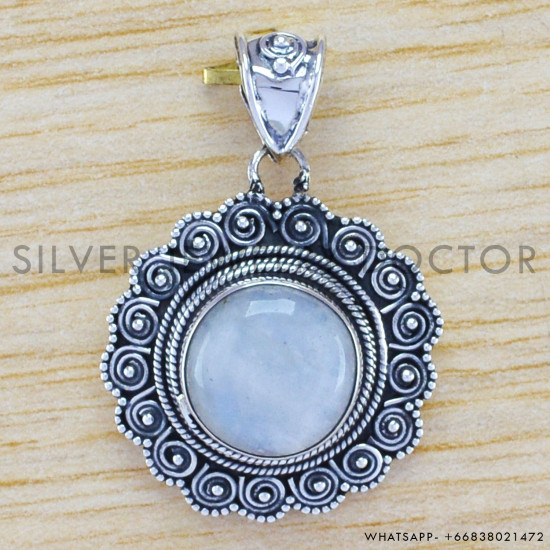 Rainbow Moonstone 925 Sterling Silver Pendant (WP-6502)