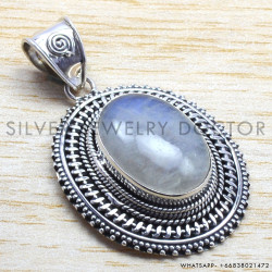 Rainbow Moonstone 925 Sterling Silver Pendant (WP-6511)