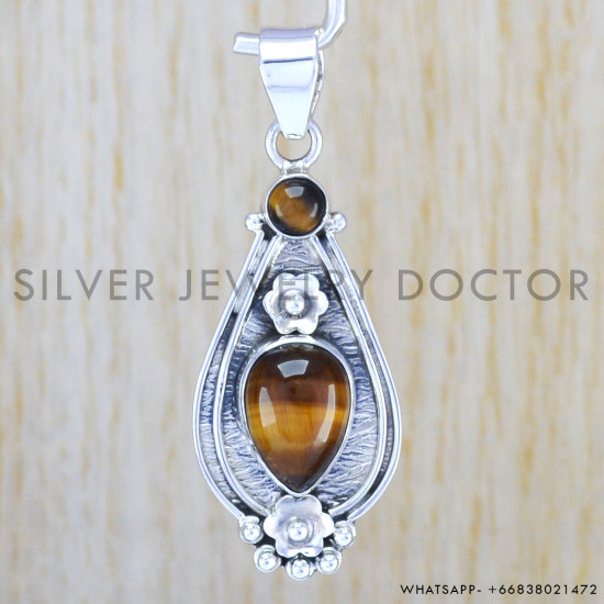 Tiger Eye 925 Sterling Silver Pendant (WP-6514) Tiger Eye 925 Sterling Silver Pendant (WP-6514)