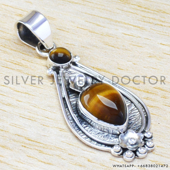 Tiger Eye 925 Sterling Silver Pendant (WP-6514) Tiger Eye 925 Sterling Silver Pendant (WP-6514)