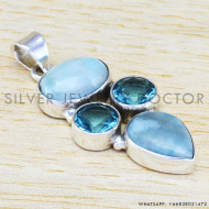 Blue Topaz 925 Sterling Silver Pendant (WP-6518) Blue Topaz 925 Sterling Silver Pendant (WP-6518)