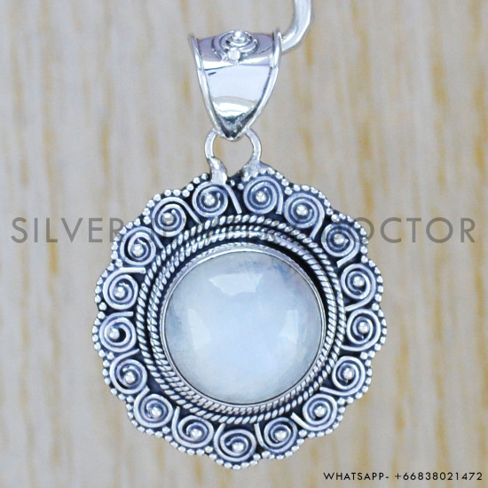 Rainbow Moonstone 925 Sterling Silver Pendant (WP-6520)
