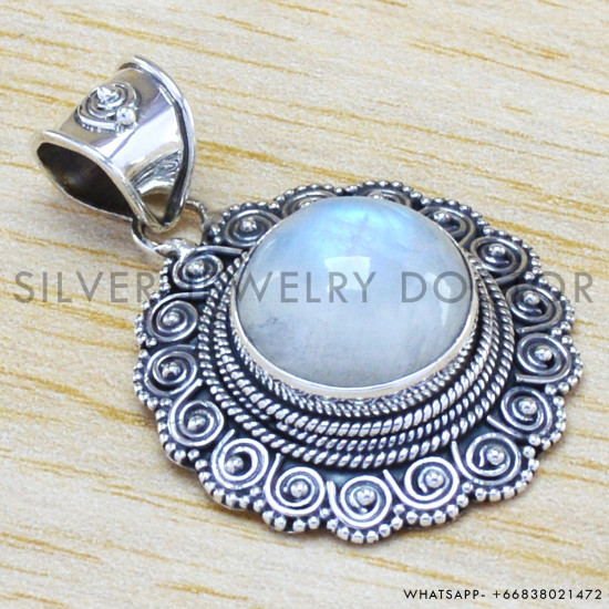 Rainbow Moonstone 925 Sterling Silver Pendant (WP-6520)