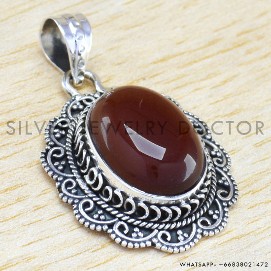 Carnelian 925 Sterling Silver Pendant (WP-6522)