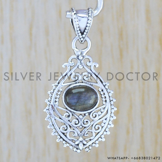 Labradorite 925 Sterling Silver Pendant (WP-6525)