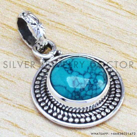 Turquoise 925 Sterling Silver Pendant (WP-6536)
