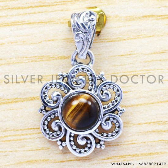 Tiger Eye 925 Sterling Silver Pendant (WP-6539)