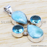 Blue Topaz 925 Sterling Silver Pendant (WP-6540) Blue Topaz 925 Sterling Silver Pendant (WP-6540)
