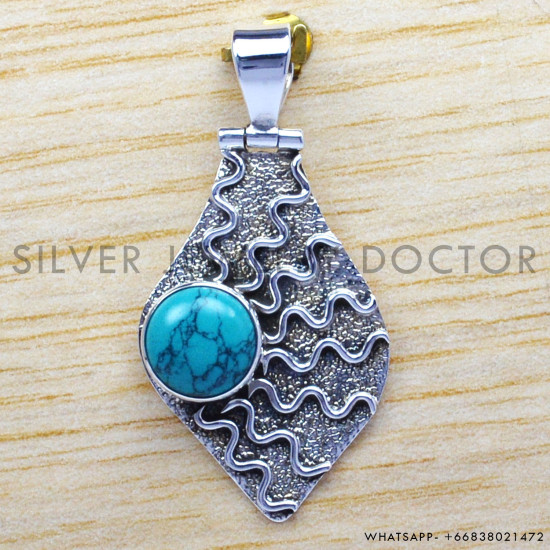 Turquoise 925 Sterling Silver Pendant (WP-6543)