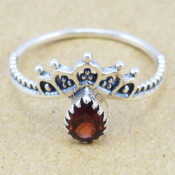 Garnet 925 Sterling Silver Ring (WR-6172)