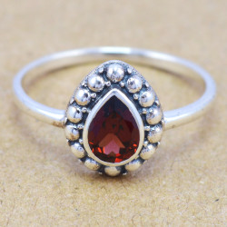 Garnet 925 Sterling Silver Ring (WR-6183)