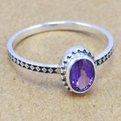 Amethyst 925 Sterling Silver Ring (WR-6205)