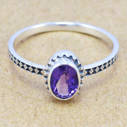 Amethyst 925 Sterling Silver Ring (WR-6205)