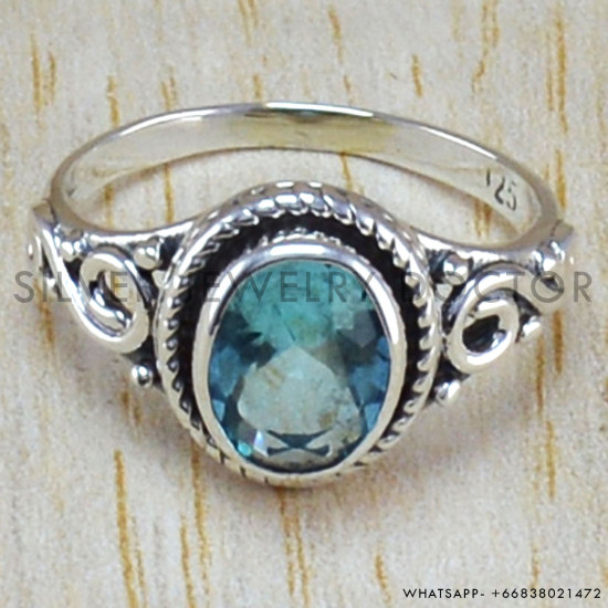 Blue Topaz 925 Sterling Silver Ring (WR-6298) Blue Topaz 925 Sterling Silver Ring (WR-6298)