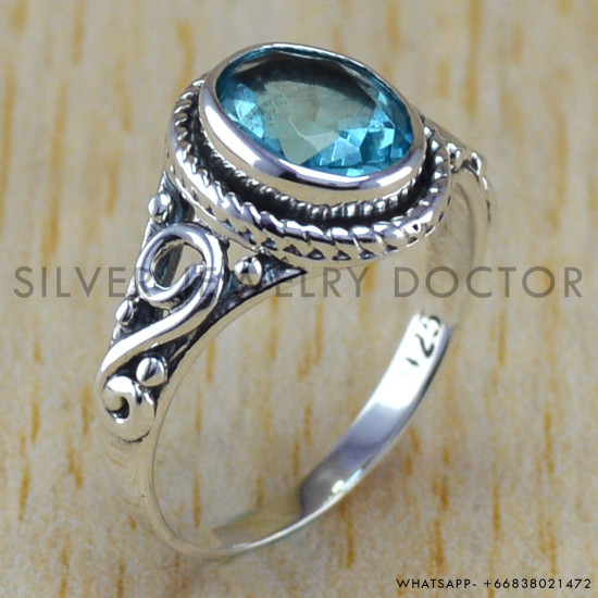 Blue Topaz 925 Sterling Silver Ring (WR-6298) Blue Topaz 925 Sterling Silver Ring (WR-6298)