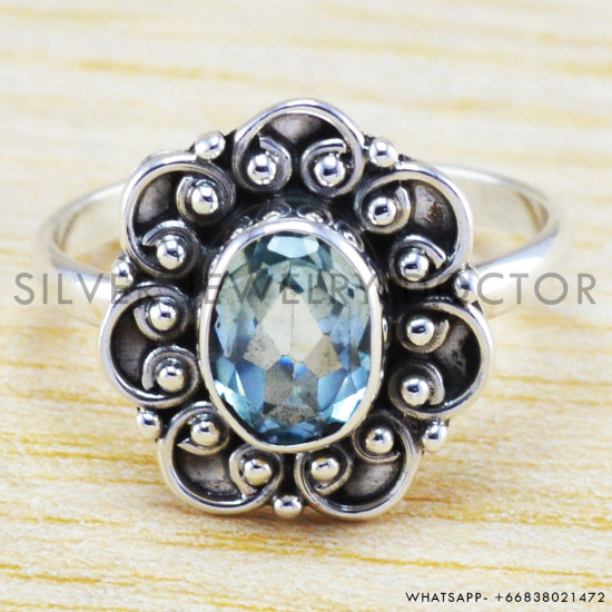 Blue Topaz 925 Sterling Silver Ring (WR-6312) Blue Topaz 925 Sterling Silver Ring (WR-6312)