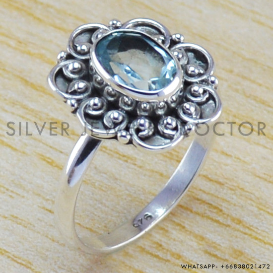 Blue Topaz 925 Sterling Silver Ring (WR-6312) Blue Topaz 925 Sterling Silver Ring (WR-6312)