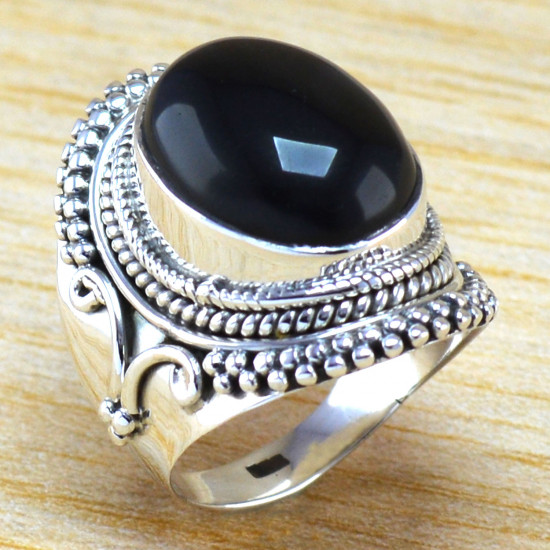925 Sterling Silver Jewelry Black Onyx Gemstone Handmade Ring WR-6331