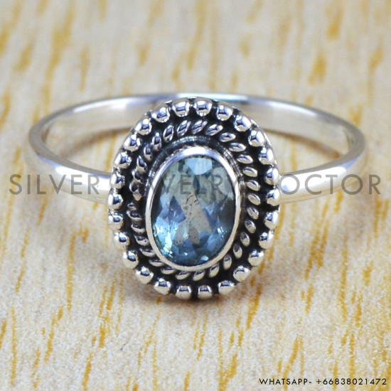 Blue Topaz 925 Sterling Silver Ring (WR-6349) Blue Topaz 925 Sterling Silver Ring (WR-6349)