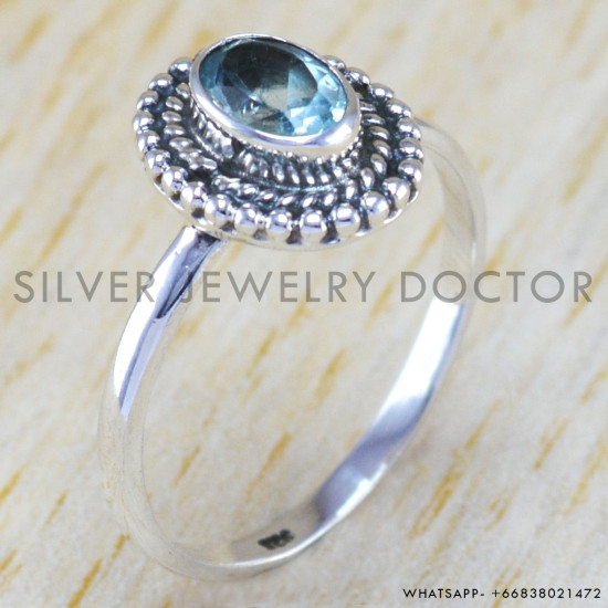 Blue Topaz 925 Sterling Silver Ring (WR-6349) Blue Topaz 925 Sterling Silver Ring (WR-6349)
