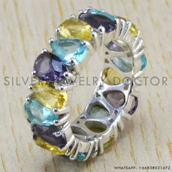 Blue Topaz 925 Sterling Silver Ring (WR-6423)