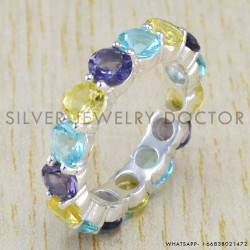 Blue Topaz 925 Sterling Silver Ring (WR-6428)