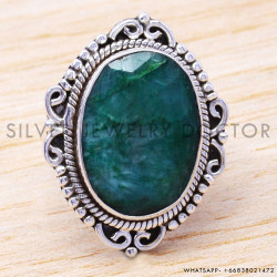 Emerald 925 Sterling Silver Ring (WR-6555) Emerald 925 Sterling Silver Ring (WR-6555)