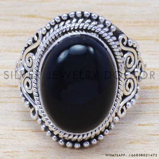Black Onyx 925 Sterling Silver Ring (WR-6558)