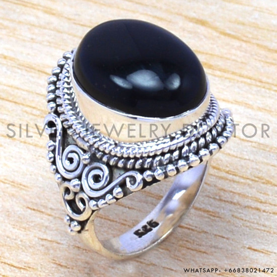 Black Onyx 925 Sterling Silver Ring (WR-6558)