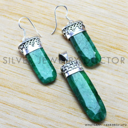 Emerald 925 Sterling Silver Jewelry Set (WS-6244)