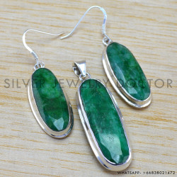 Emerald 925 Sterling Silver Jewelry Set (WS-6248)