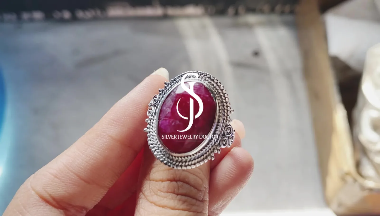 Finished sterling silver gemstone ring produced by Silver Jewelry Doctor